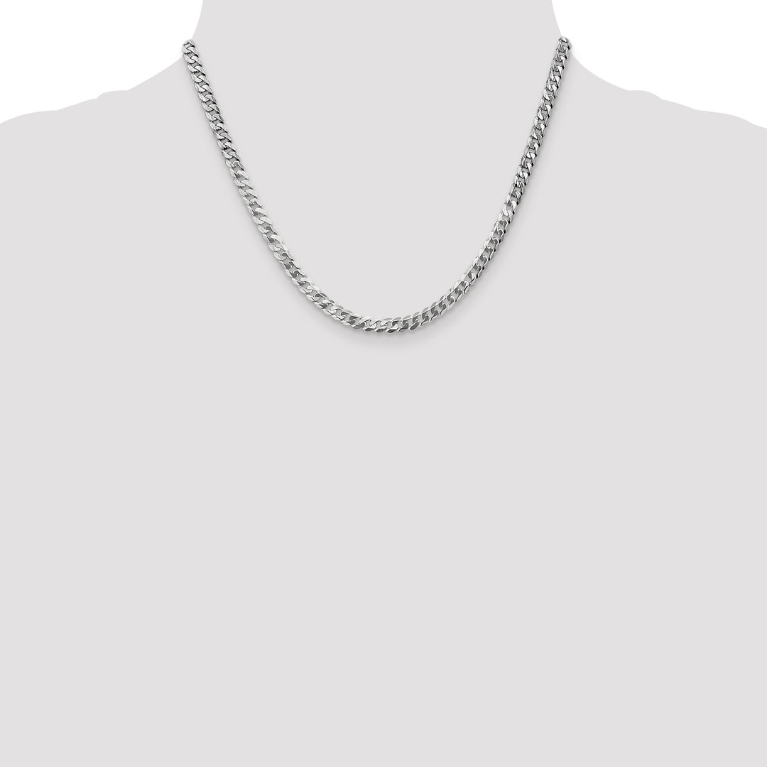 10K White Gold 4.75mm Flat Beveled Curb Chain