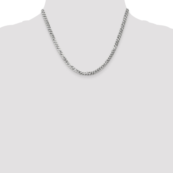 10K White Gold 4.75mm Flat Beveled Curb Chain