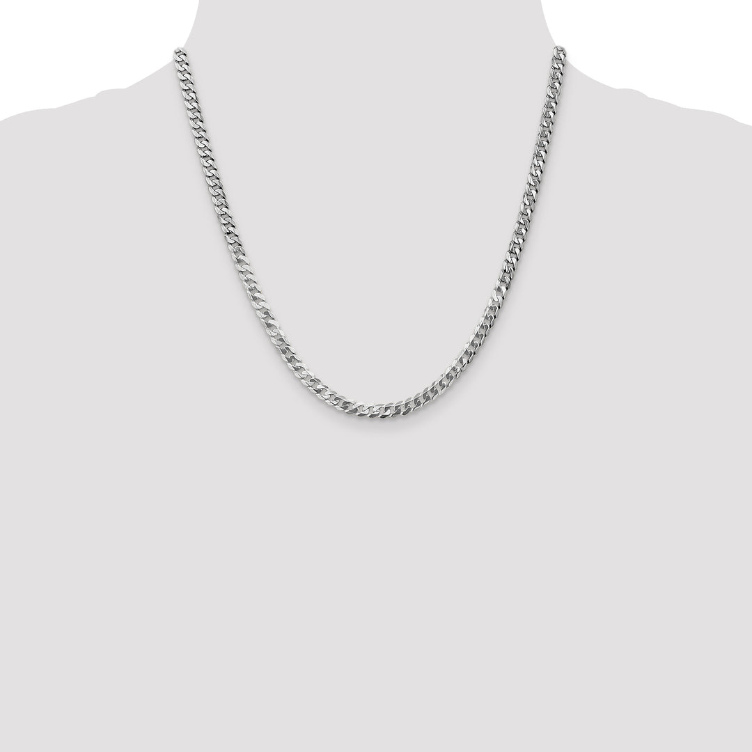 10K White Gold 4.75mm Flat Beveled Curb Chain