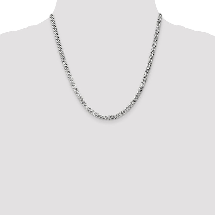 10K White Gold 4.75mm Flat Beveled Curb Chain