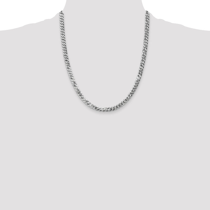 10K White Gold 4.75mm Flat Beveled Curb Chain