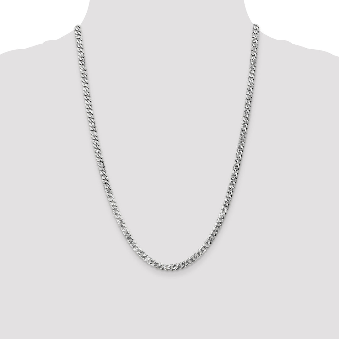 10K White Gold 4.75mm Flat Beveled Curb Chain