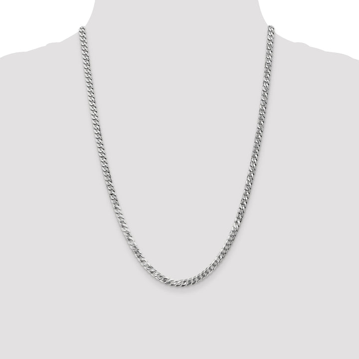 10K White Gold 4.75mm Flat Beveled Curb Chain