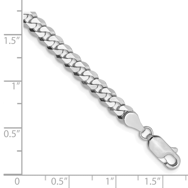10K White Gold 4.75mm Flat Beveled Curb Chain Bracelet