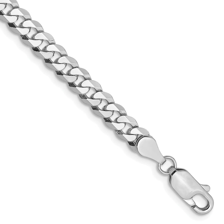 10K White Gold 4.75mm Flat Beveled Curb Chain Bracelet