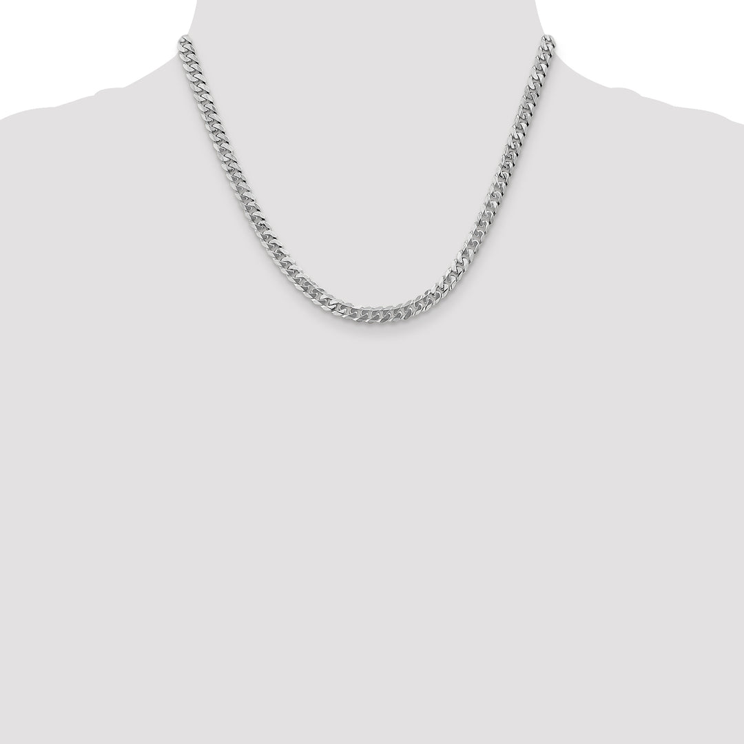 10K White Gold 5.75mm Flat Beveled Curb Chain