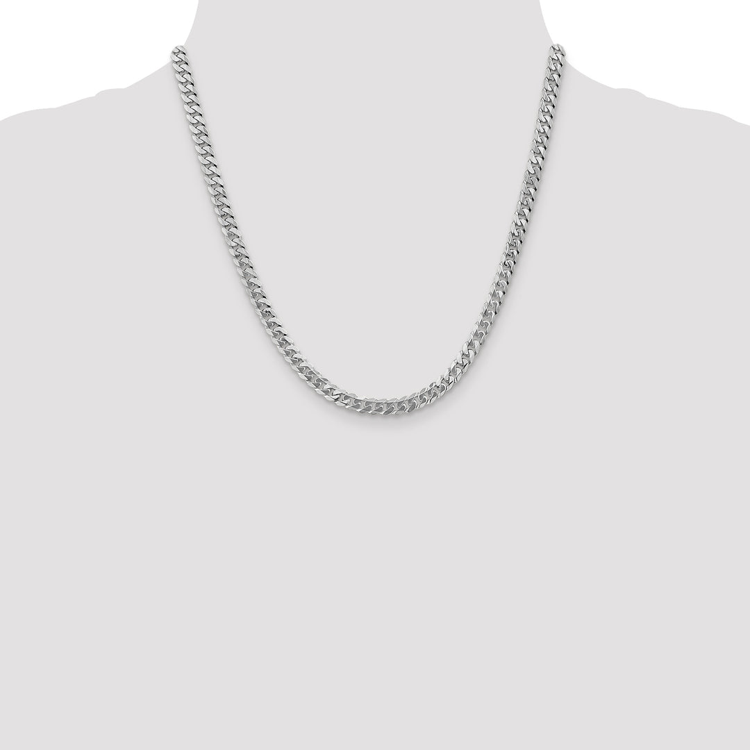 10K White Gold 5.75mm Flat Beveled Curb Chain