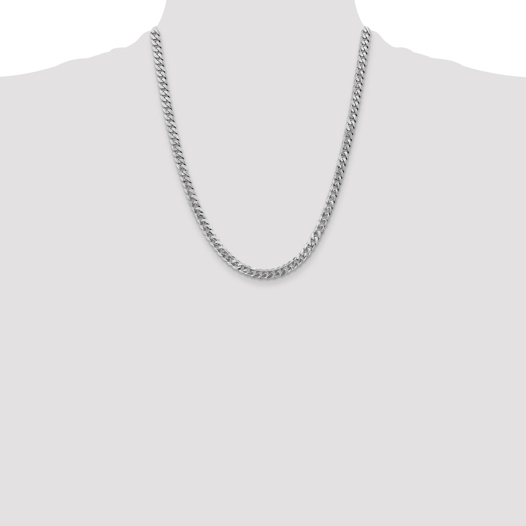 10K White Gold 5.75mm Flat Beveled Curb Chain