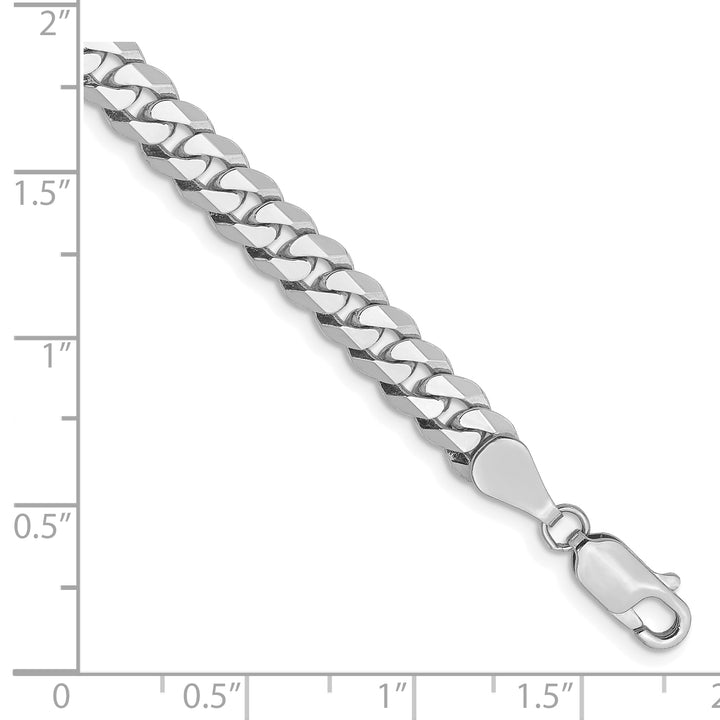10K White Gold 5.75mm Flat Beveled Curb Chain Bracelet