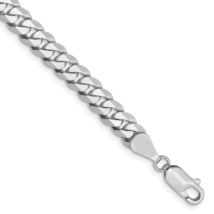 10K White Gold 5.75mm Flat Beveled Curb Chain Bracelet