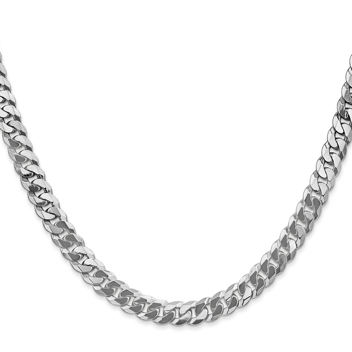10K White Gold 6.25mm Flat Beveled Curb Chain