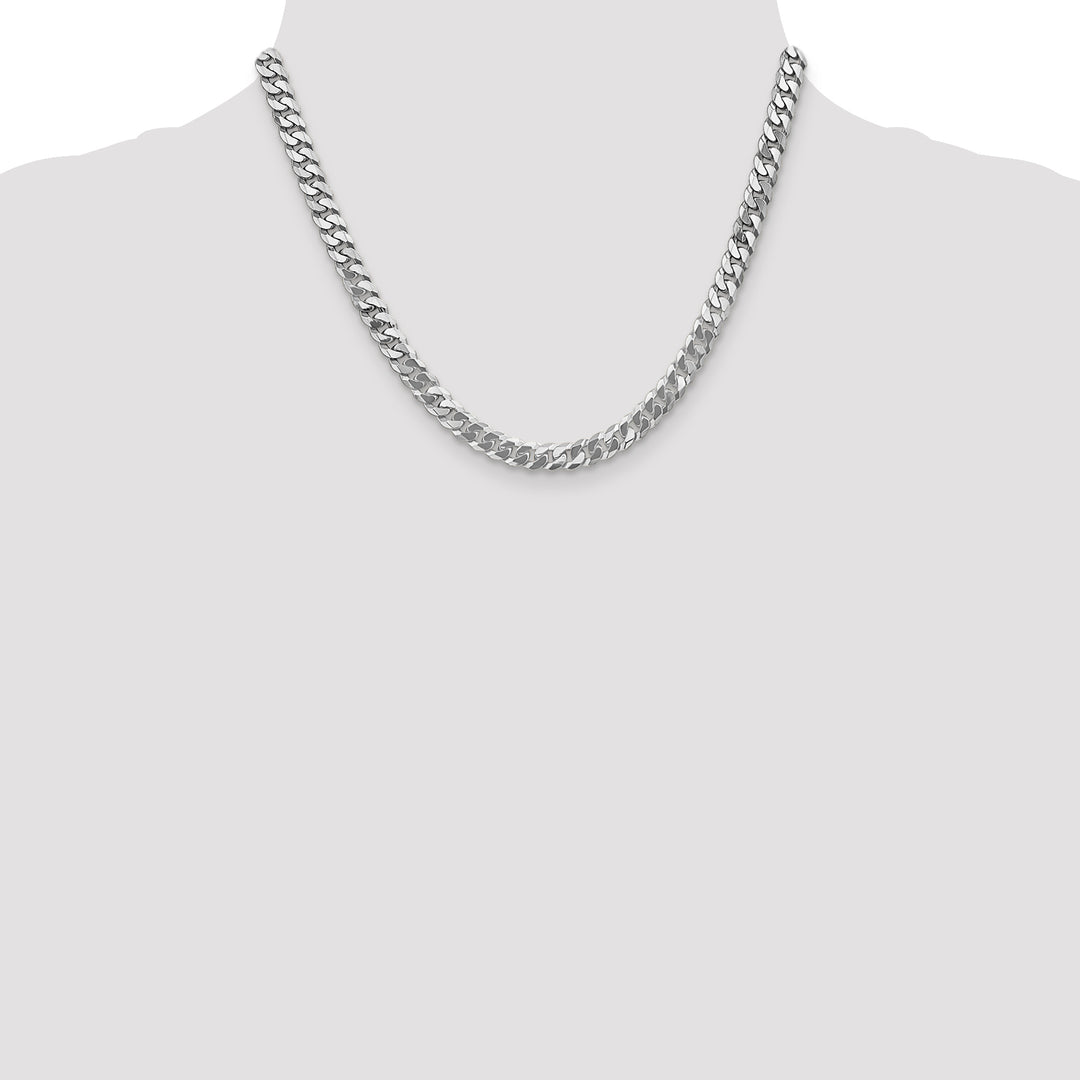10K White Gold 6.25mm Flat Beveled Curb Chain