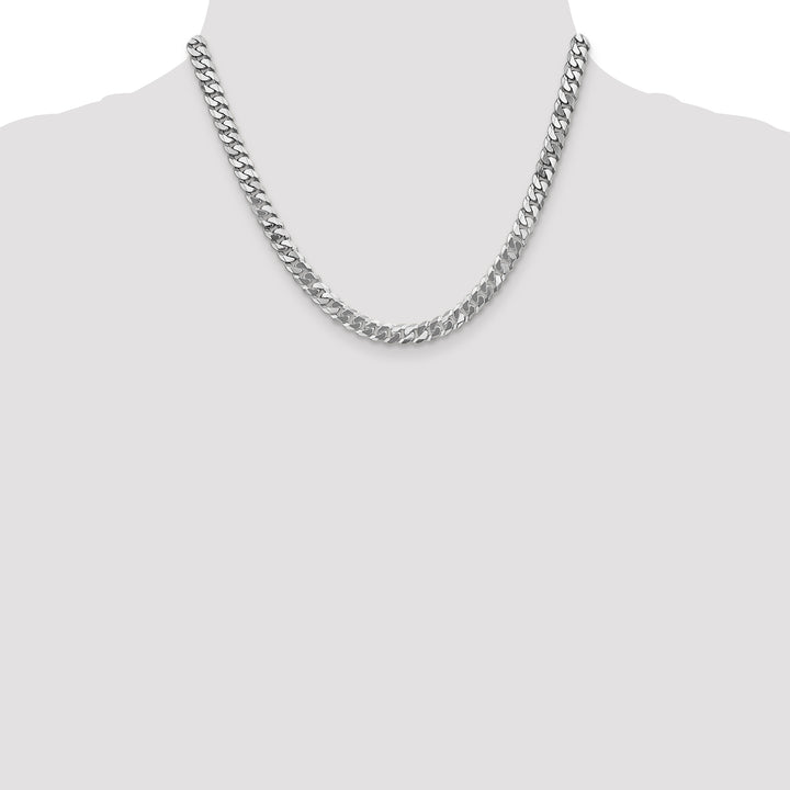 10K White Gold 6.25mm Flat Beveled Curb Chain