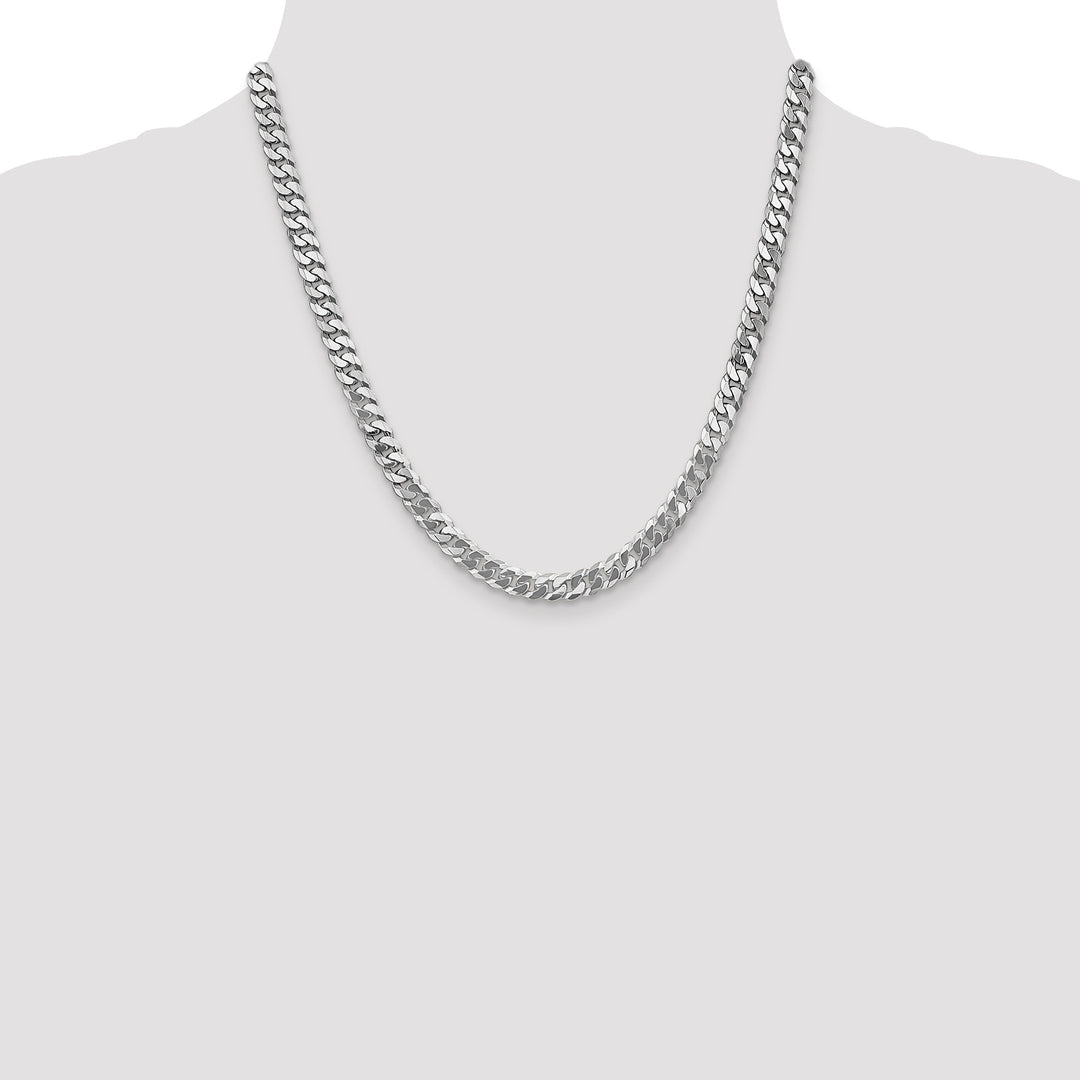 10K White Gold 6.25mm Flat Beveled Curb Chain