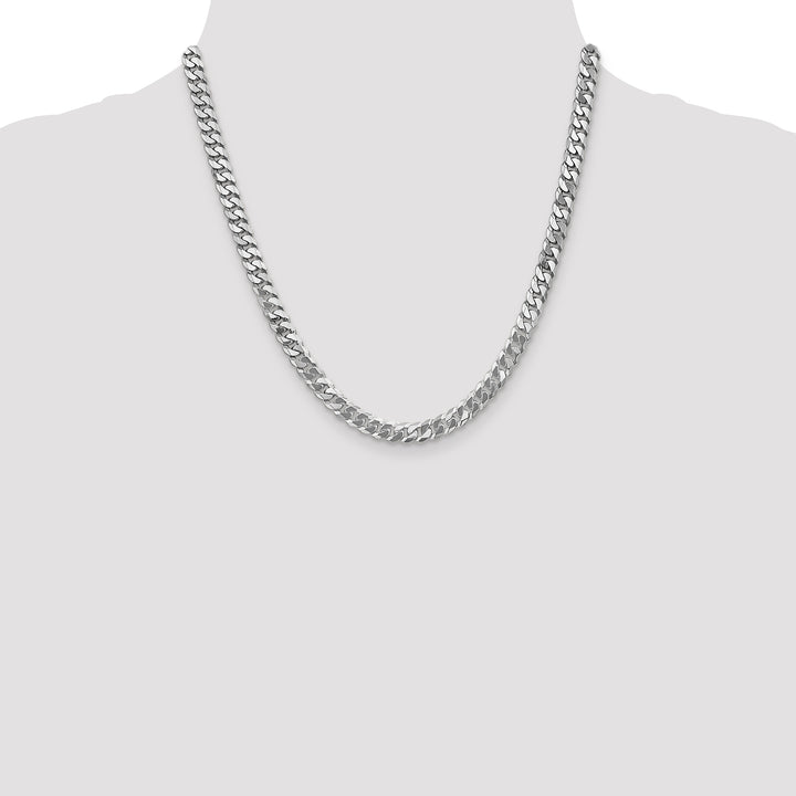 10K White Gold 6.25mm Flat Beveled Curb Chain