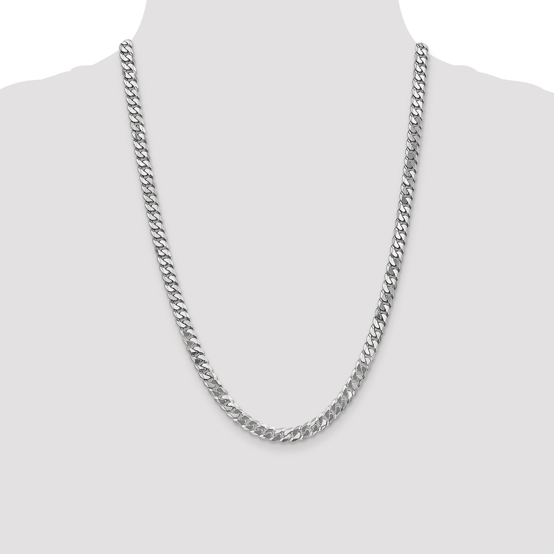 10K White Gold 6.25mm Flat Beveled Curb Chain