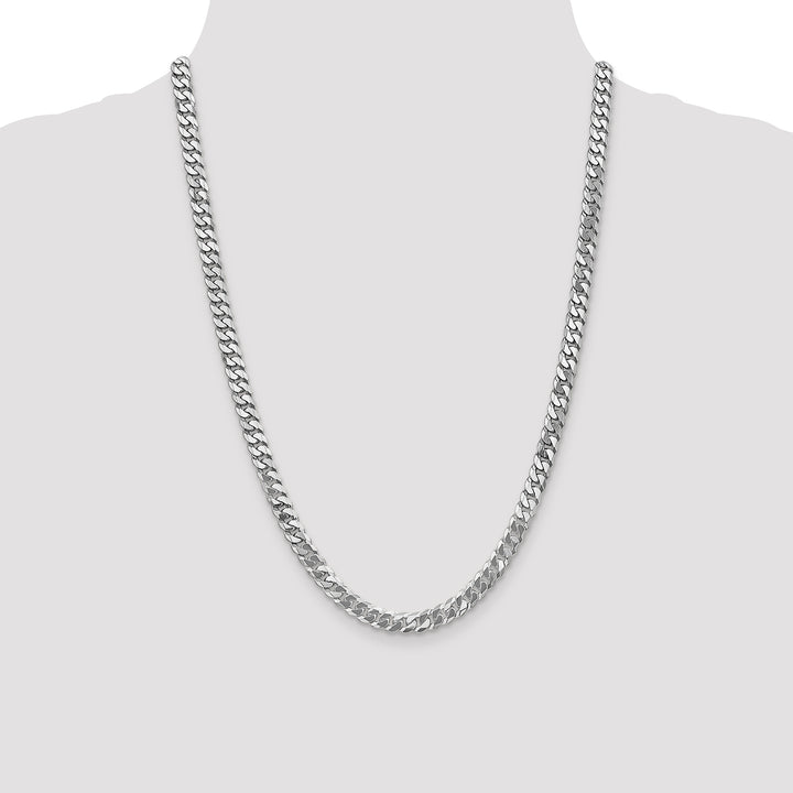 10K White Gold 6.25mm Flat Beveled Curb Chain