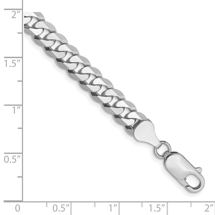 10K White Gold 6.25mm Flat Beveled Curb Chain Anklet