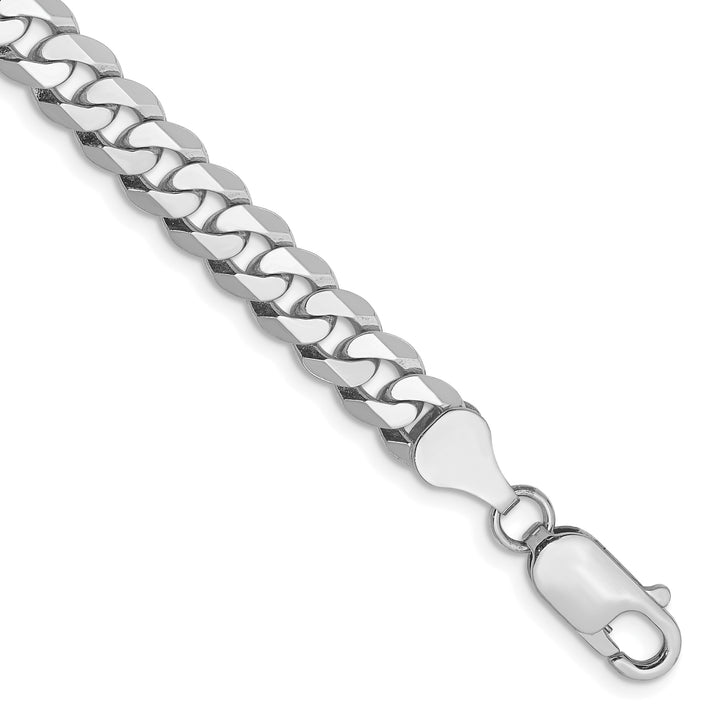 10K White Gold 6.25mm Flat Beveled Curb Chain Anklet