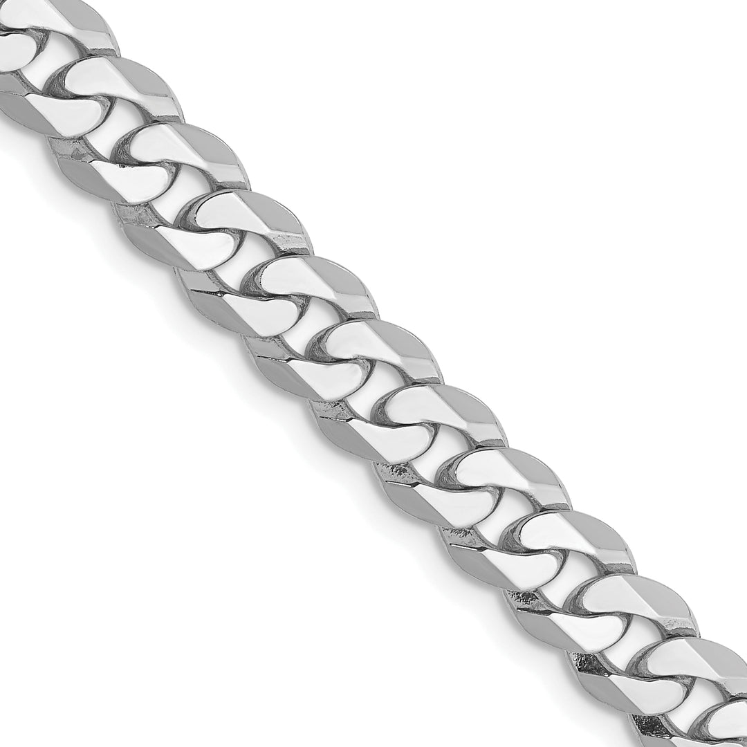 10K White Gold 6.25mm Flat Beveled Curb Chain