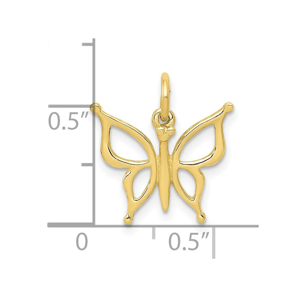 Lovely Rita's Pendants & Charms 10K Yellow Gold Solid Polished Cut-out Medium Butterfly Charm