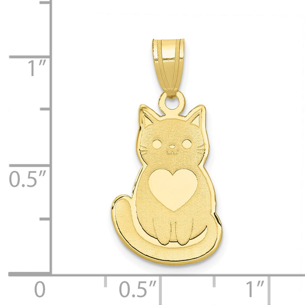 Lovely Rita's Pendants & Charms 10K Yellow Gold Solid Extra Large Laser Cut Cat with Heart Charm