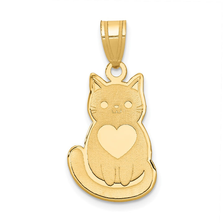 Lovely Rita's Pendants & Charms 10K Yellow Gold Solid Extra Large Laser Cut Cat with Heart Charm