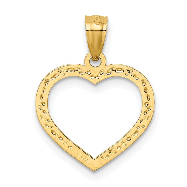 Lovely Rita's Pendants & Charms 10K Yellow Gold Polished and Textured Cut-out Medium Heart Pendant