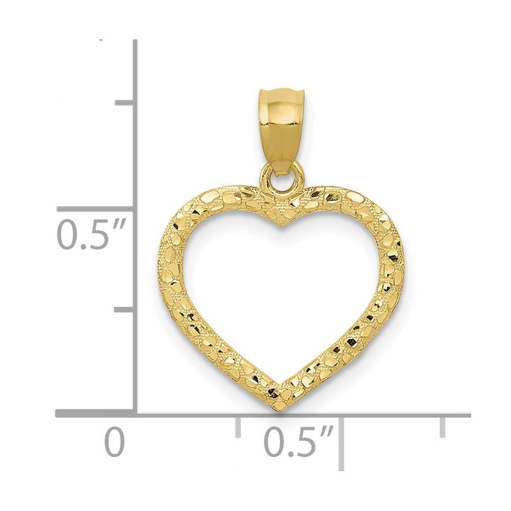 Lovely Rita's Pendants & Charms 10K Yellow Gold Polished and Textured Cut-out Medium Heart Pendant