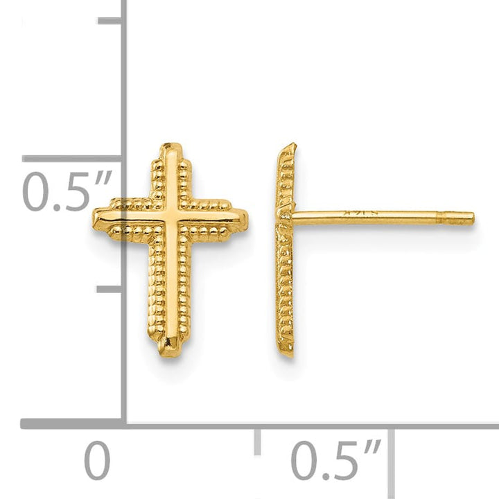 10k Yellow Gold Polished Cross Post Earrings, 10mm (10YE1675)