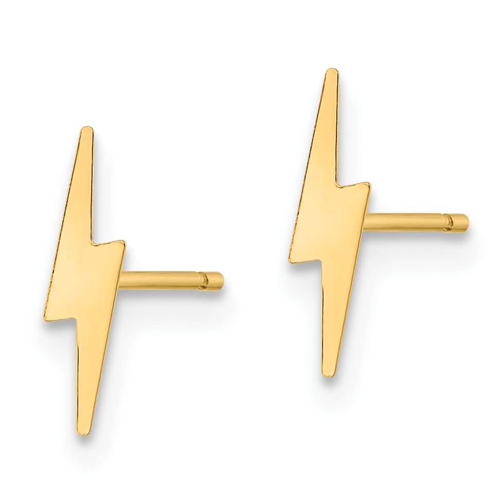 10k Yellow Gold Polished Lightning Bolt Post Earrings