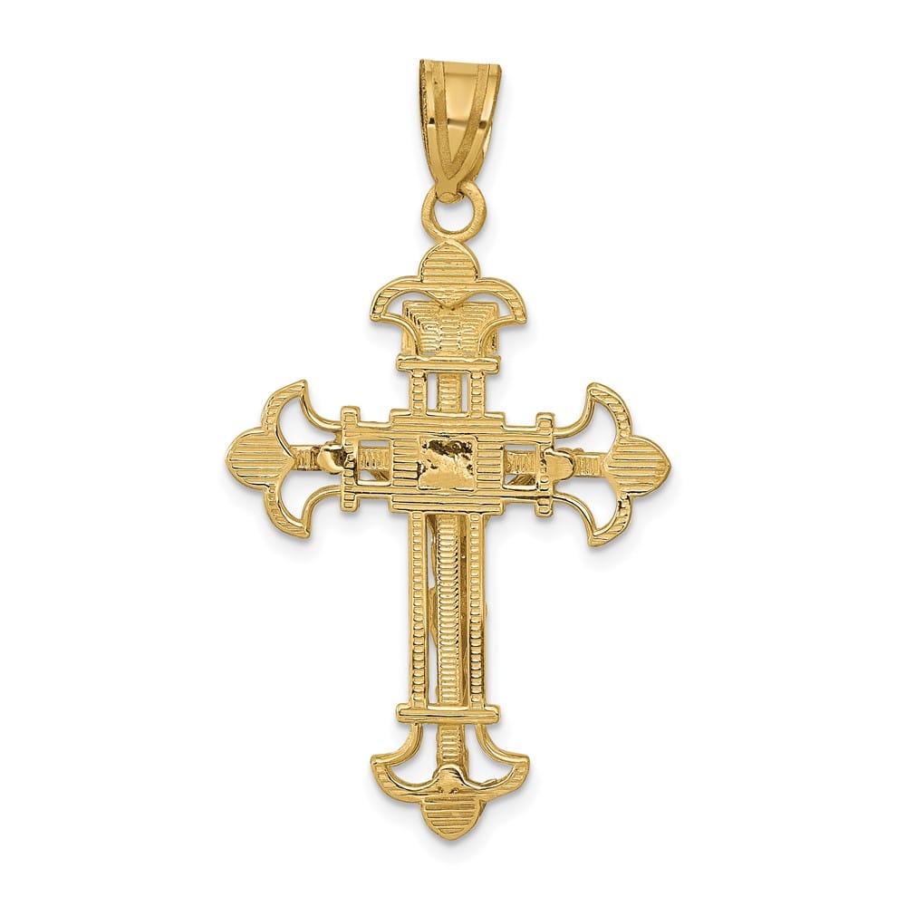 Lovely Rita's Pendants & Charms 10K Yellow Gold Polished Large INRI Fleur de Lis Crucifix Pendant
