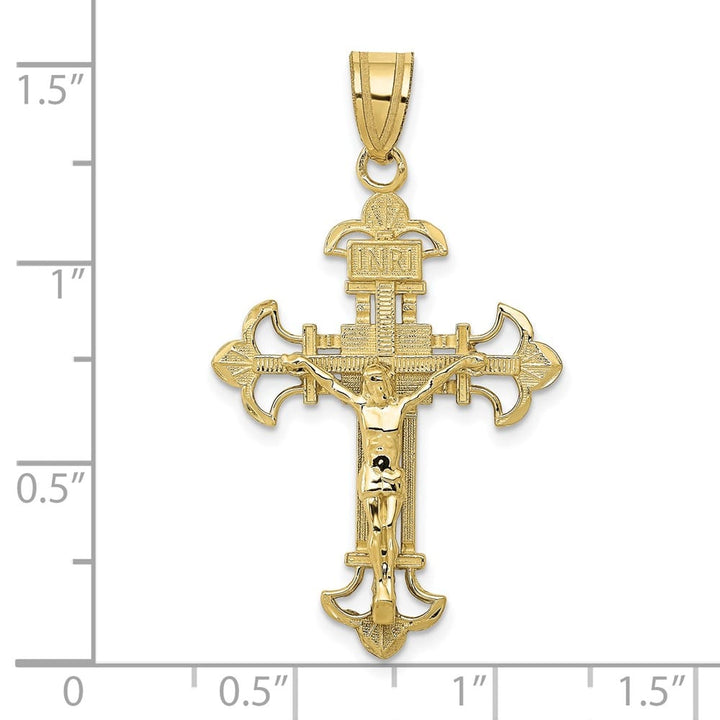 Lovely Rita's Pendants & Charms 10K Yellow Gold Polished Large INRI Fleur de Lis Crucifix Pendant
