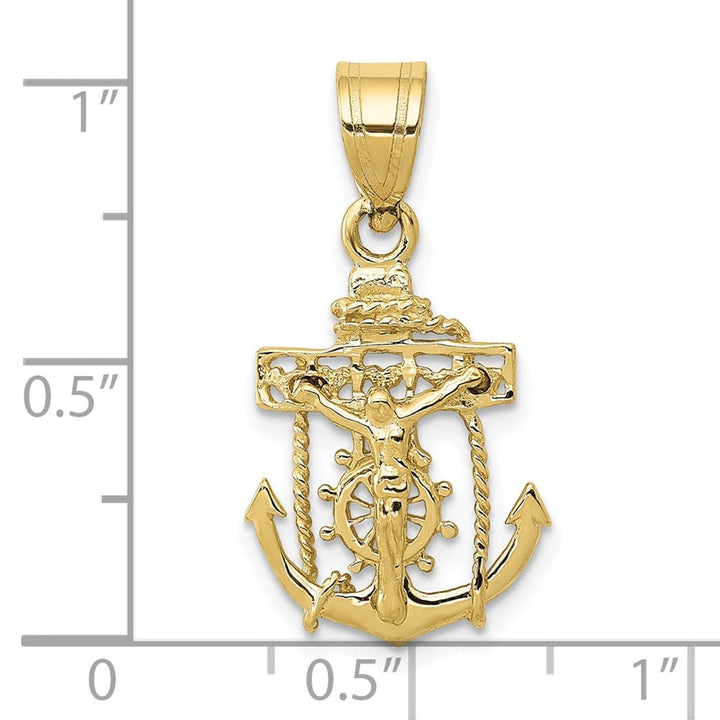 Lovely Rita's Pendants & Charms 10K Yellow Gold Solid Polished Large Mariner's Crucifix Pendant