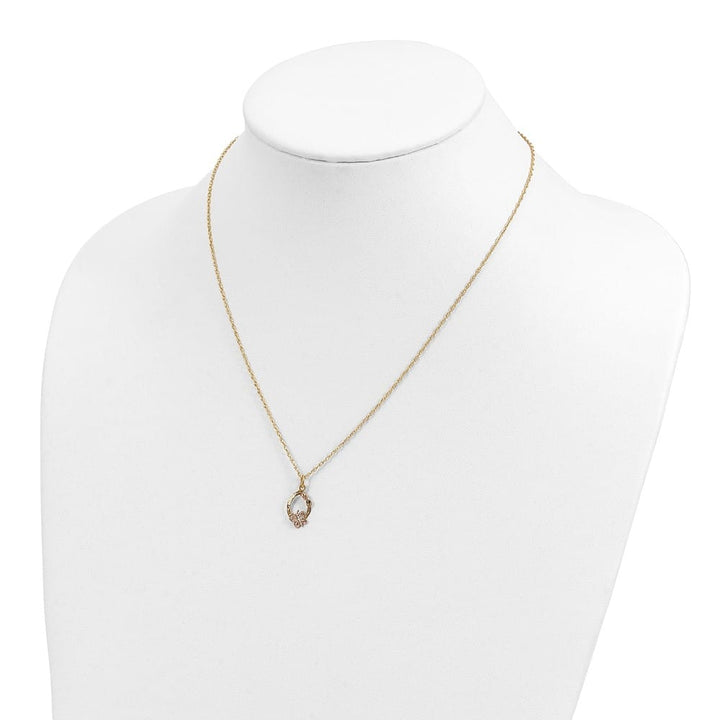 10K Black Hills Gold Butterfly and Leaves on Oval 18 inch Necklace