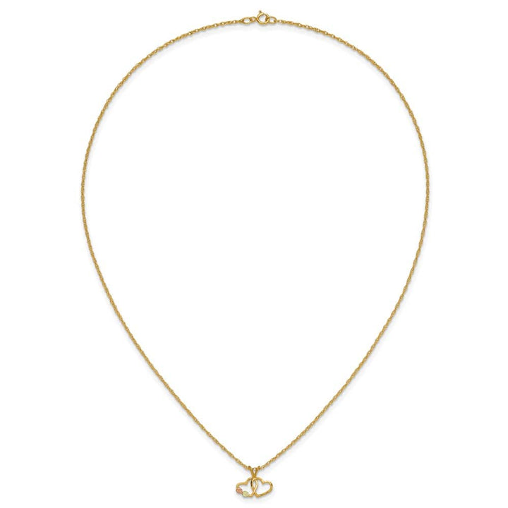 10K Black Hills Gold Double Heart and Leaves 18 inch Necklace