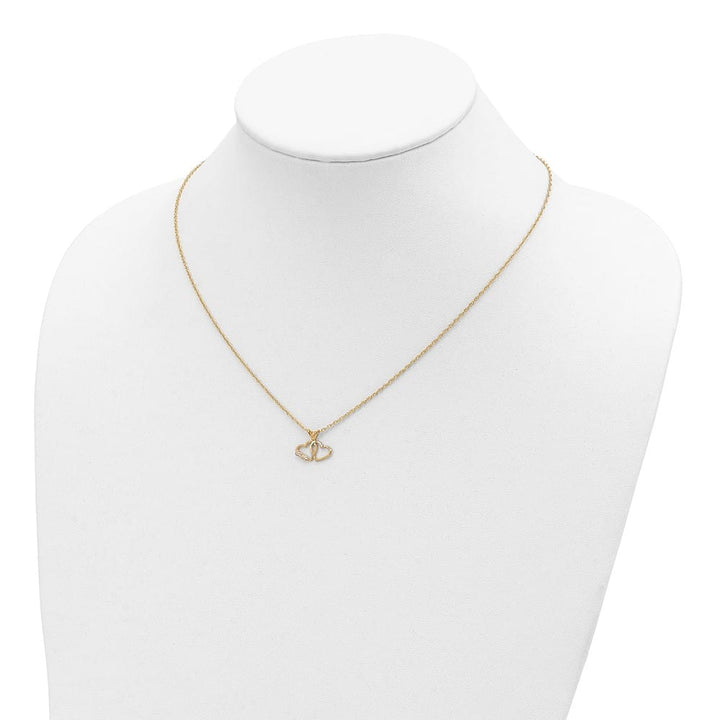 10K Black Hills Gold Double Heart and Leaves 18 inch Necklace