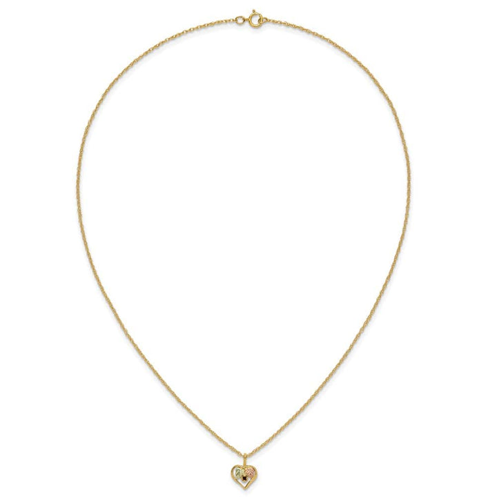 10K Black Hills Gold Garnet and Leaves in Heart 18 inch Necklace