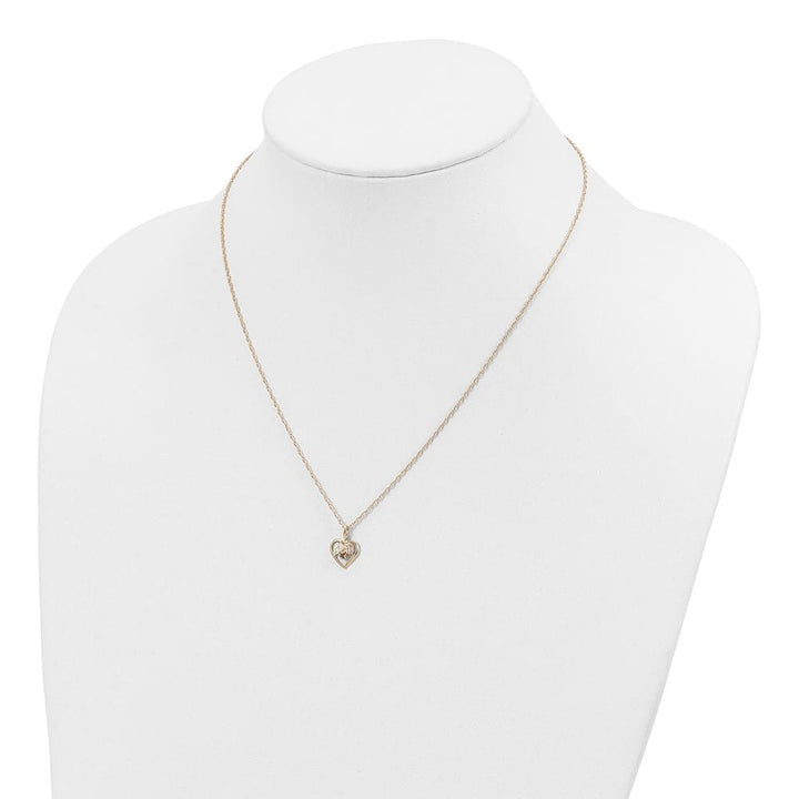 10K Black Hills Gold Garnet and Leaves in Heart 18 inch Necklace