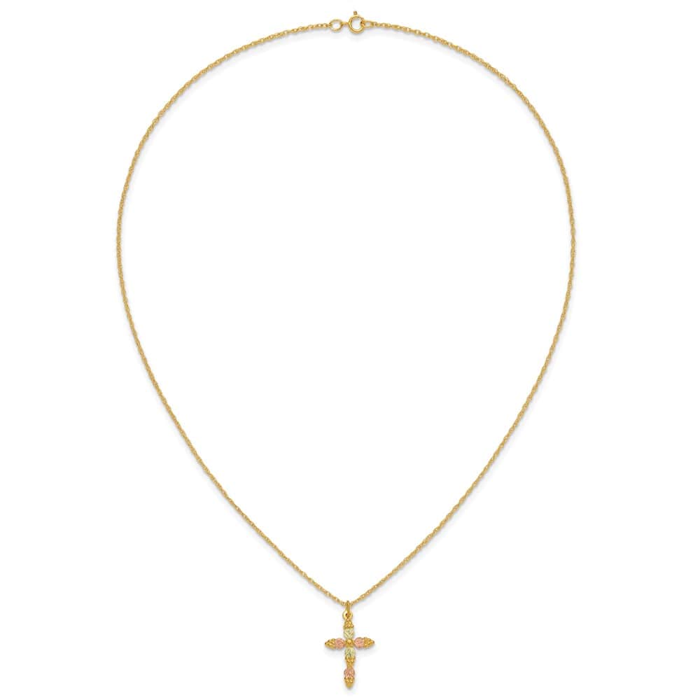 10K Black Hills Gold Grapes and Leaves Cross 18 inch Necklace
