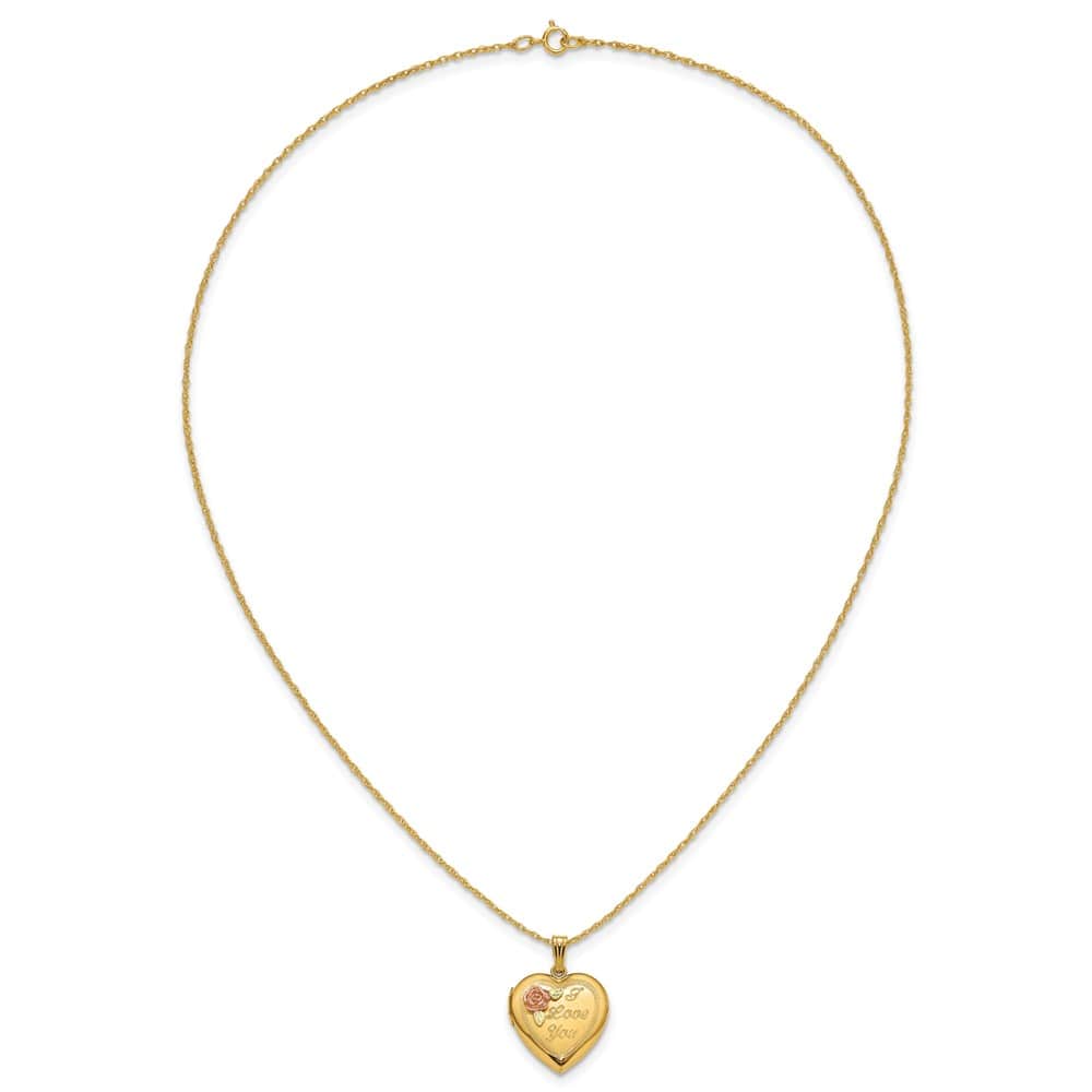 10K Black Hills Gold I Love You with Rose Heart 18 inch Necklace