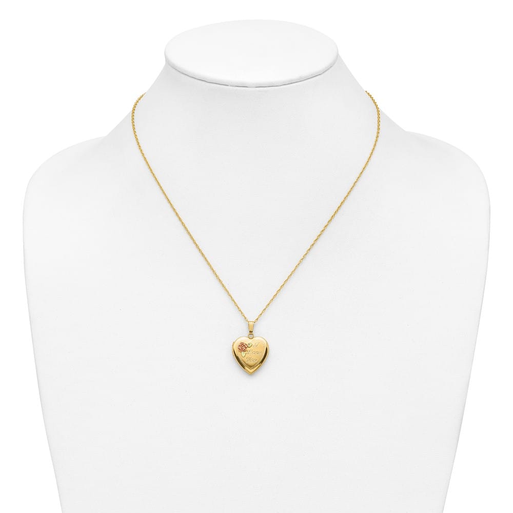 10K Black Hills Gold I Love You with Rose Heart 18 inch Necklace