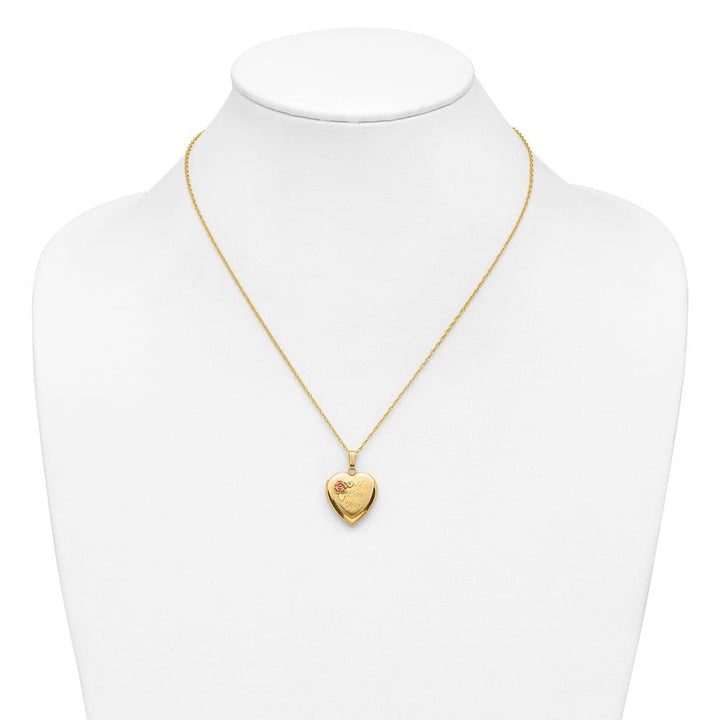 10K Black Hills Gold I Love You with Rose Heart 18 inch Necklace