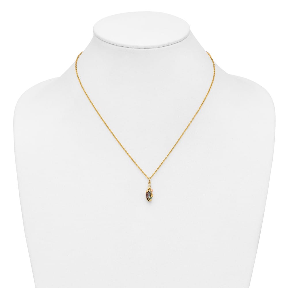 10K Black Hills Gold Marquise Mystic Fire Topaz 18 inch Necklace