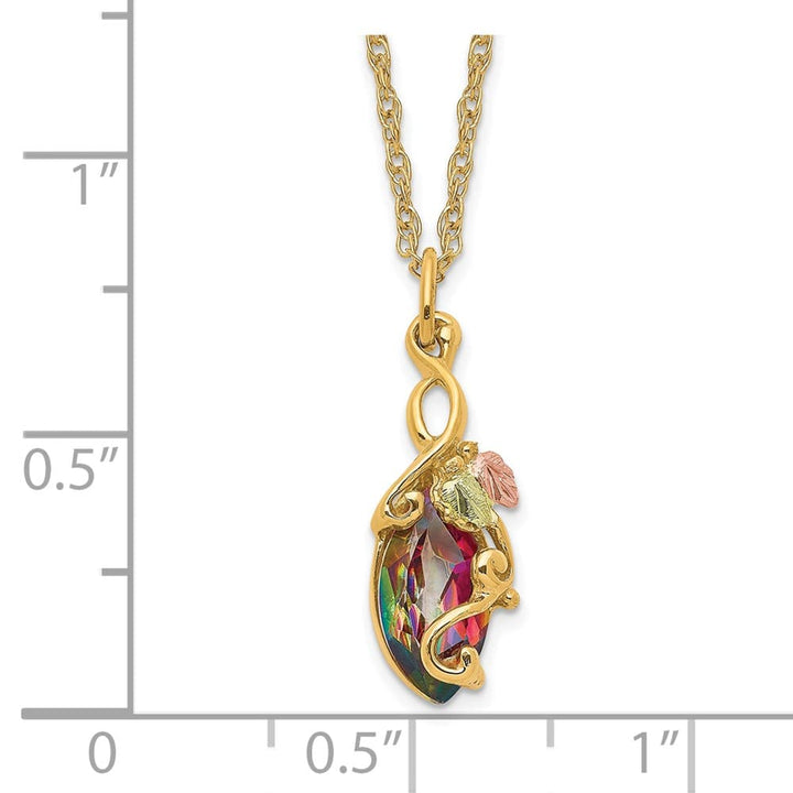 10K Black Hills Gold Marquise Mystic Fire Topaz 18 inch Necklace