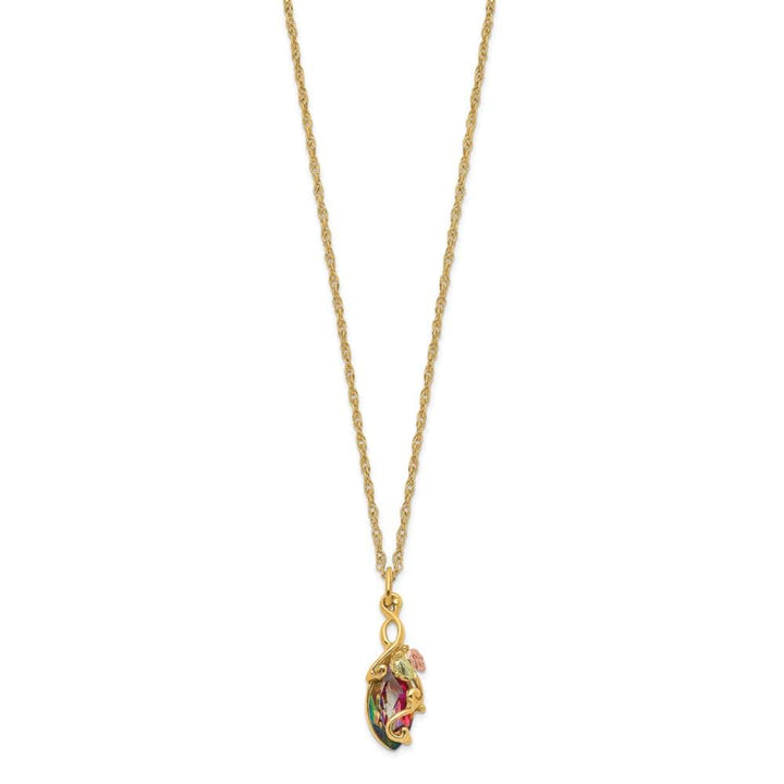 10K Black Hills Gold Marquise Mystic Fire Topaz 18 inch Necklace