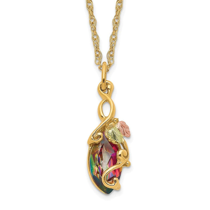10K Black Hills Gold Marquise Mystic Fire Topaz 18 inch Necklace