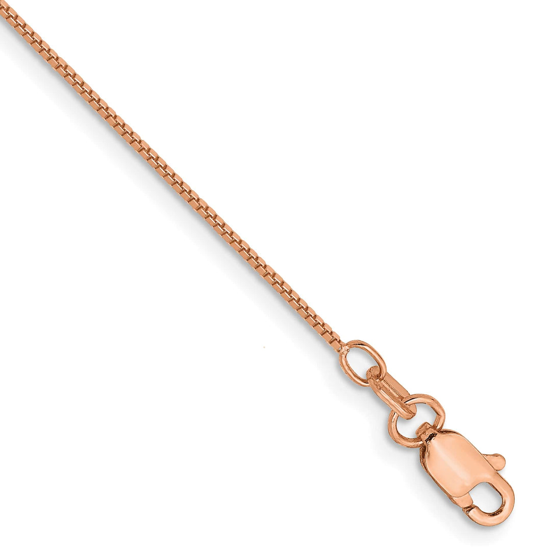 10K Rose Gold 0.7 mm Box Anklet