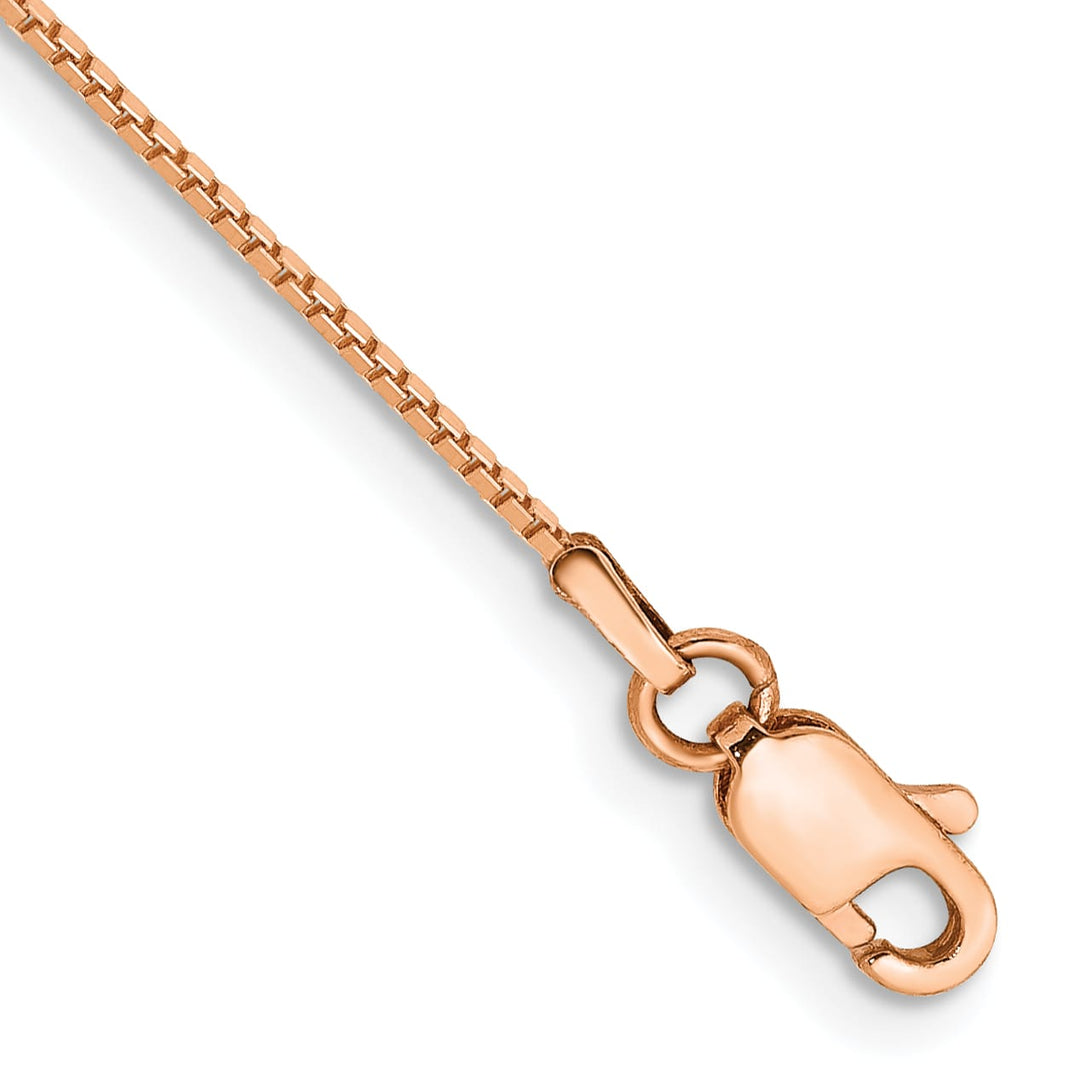 10K Rose Gold 0.9 mm Box Anklet