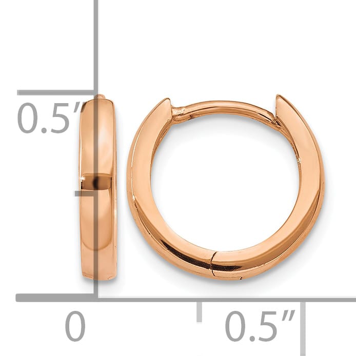 10k Rose Gold 1.8mm Round Hinged Hoop Earrings
